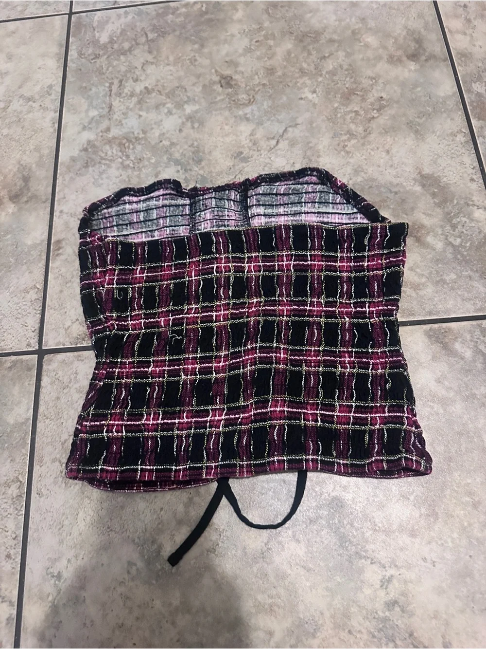 Hot Topic Plaid Corset Tube Top